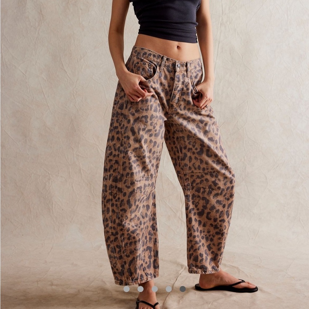 Free People Good Luck Printed Barrel Jeans
